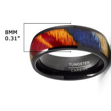Tungsten Carbide Mens Ring Wedding Band Rosewood 8MM Comfort-Fit Multicolor Black