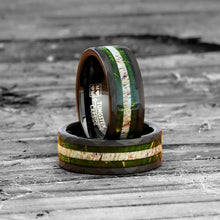 Tungsten Carbide Mens Ring Wedding Band Black Mossy Wood Antler Hunting Ring 8MM Comfort-Fit Black