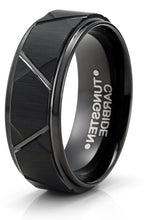 Tungsten Carbide Mens Ring Wedding Band Black Multi-Faceted 8MM Comfort-Fit Black