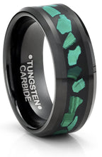 Tungsten Carbide Mens Ring Wedding Band Green Malachite Inlay 8MM Comfort-Fit Black