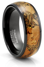 Tungsten Carbide Mens Ring Wedding Band Cork & Goldtone Glitter Black 8MM Comfort-Fit Black
