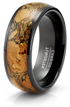 Tungsten Carbide Mens Ring Wedding Band Cork & Goldtone Glitter Black 8MM Comfort-Fit Black