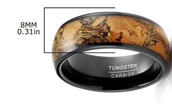 Tungsten Carbide Mens Ring Wedding Band Cork & Goldtone Glitter Black 8MM Comfort-Fit Black