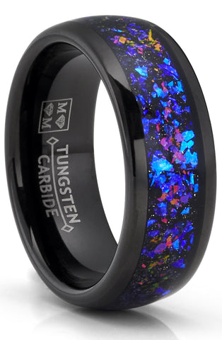 Mens Black Tungsten Promise Ring Wedding Band Orion Nebula Galaxy Engagement Ring Comfort-Fit