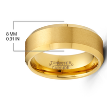 Gold Plated Flat-Top Tungsten Carbide Ring Mens Wedding Band 8MM Comfort-Fit