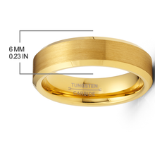 Gold Plated Flat-Top Tungsten Carbide Ring Mens Wedding Band 6MM Comfort-Fit