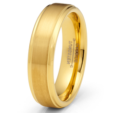 Gold Plated Tungsten Carbide Wedding Band Brushed Ring 6MM Comfort-Fit