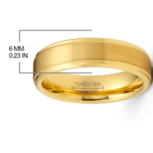 Gold Plated Tungsten Carbide Wedding Band Brushed Ring 6MM Comfort-Fit