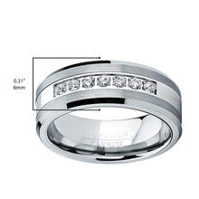 Tungsten Carbide Men's Engagement Wedding Band Ring with Center,Cubic Zirconia 8mm, Sizes 7 to 13